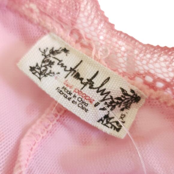 FREE PEOPLE bralette Oh La La Booty polka dot sheer mesh lace pink bra Sz XS NEW - Picture 6 of 7